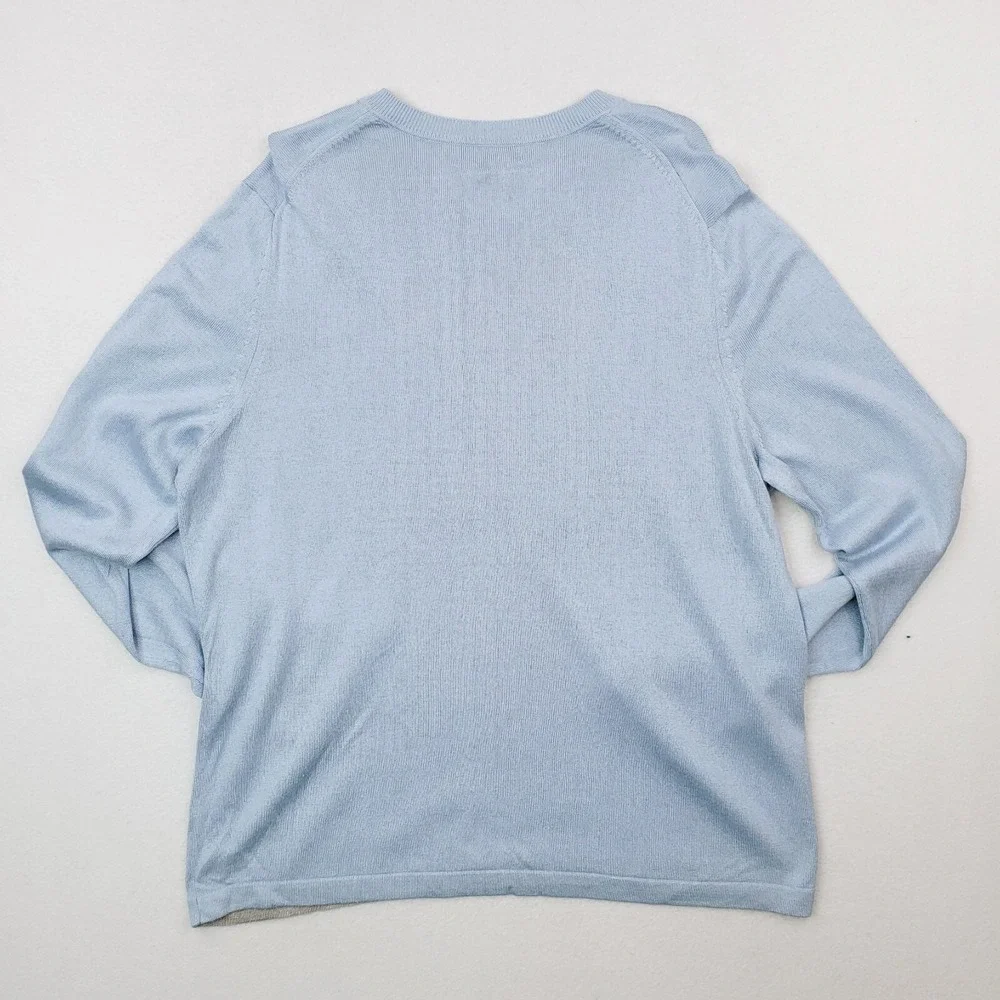 Banana Republic Sweater Mens Extra Large Blue Cashmere Silk Lightweight Pullover